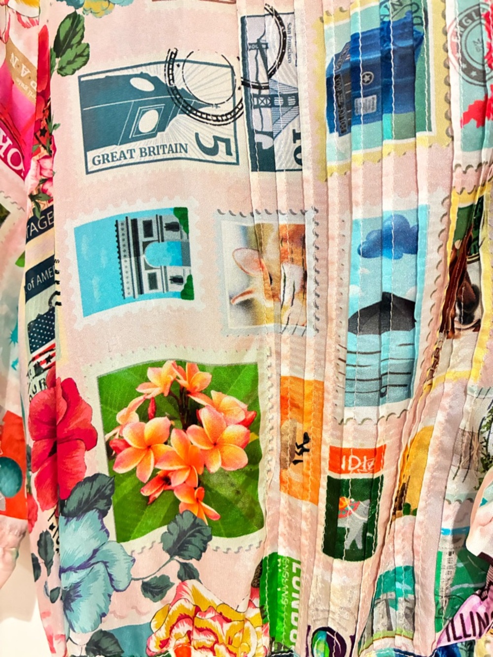 Johnny Was Silk White Multi Floral Postcard Maxi Dress - Picture 3 of 11